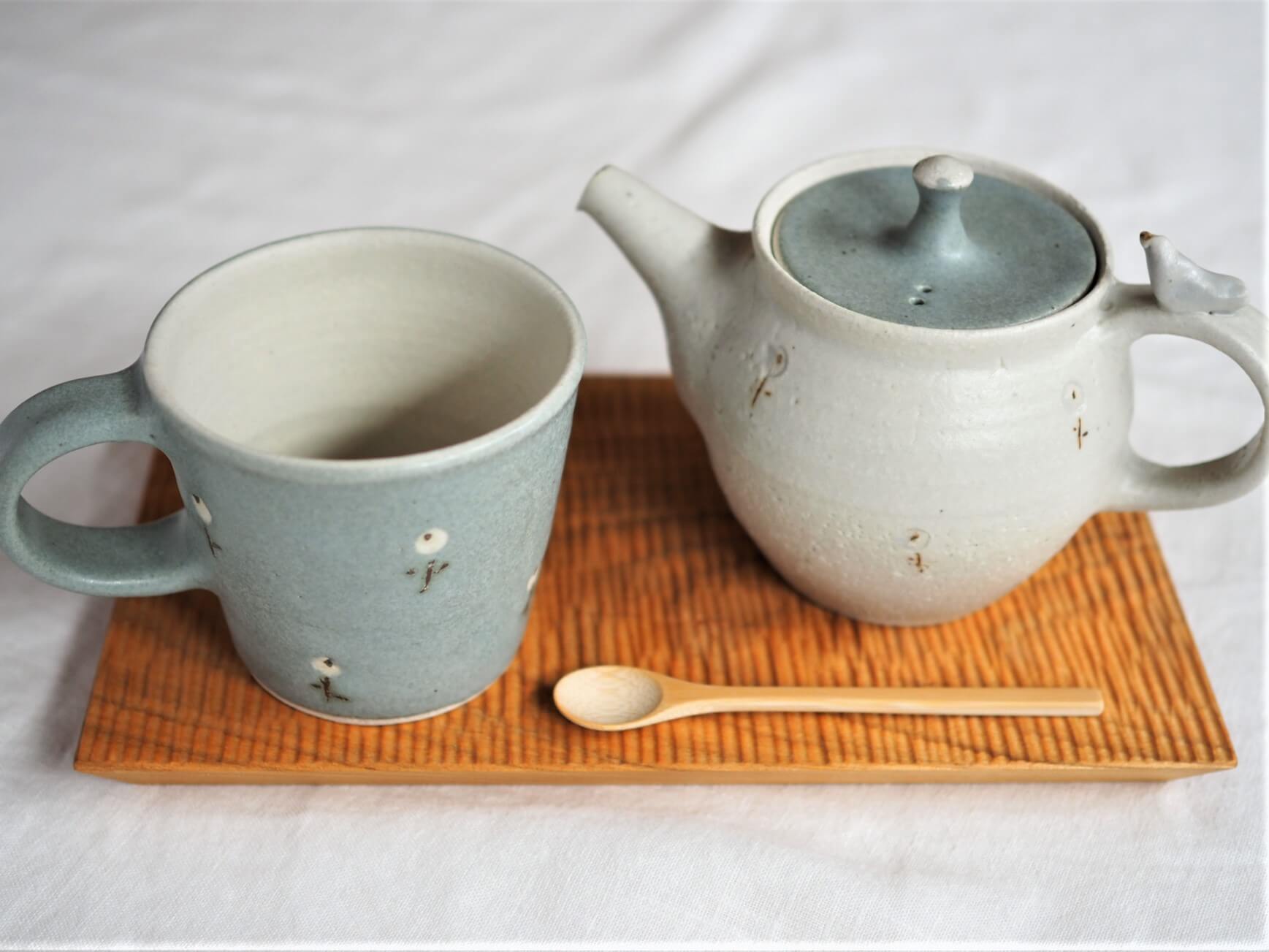 【新品未使用】原田晴子　ポットとDip Dish / りんごの2点 完売 原田晴子 葉っぱポット （大） 作家 うつわ 器